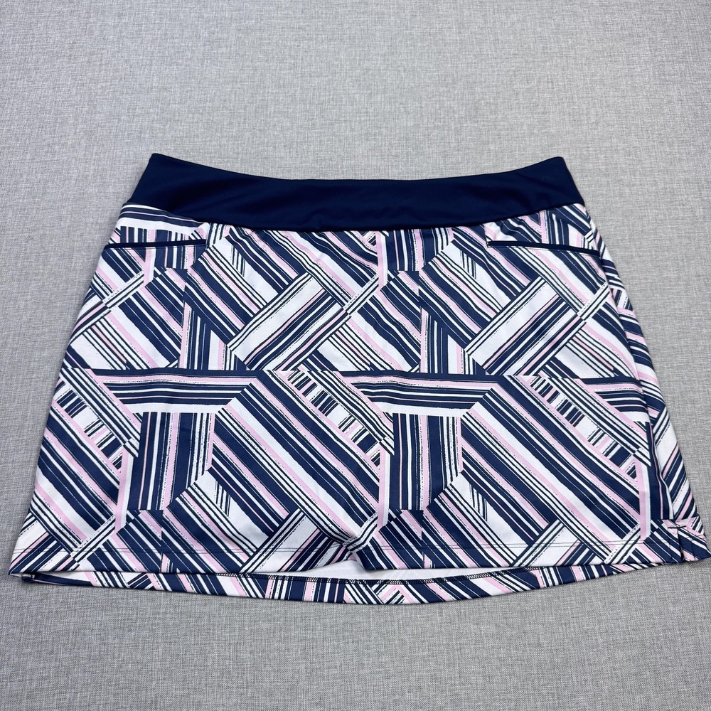 Adidas Golf Skort Womens XL Blue Geometric Athletic Pull On Lined‎ Pockets